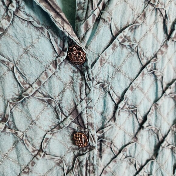 Parsley & Sage Torquoise Antiqued Unique Art To Wear Silver Button Top Size S - Picture 6 of 8